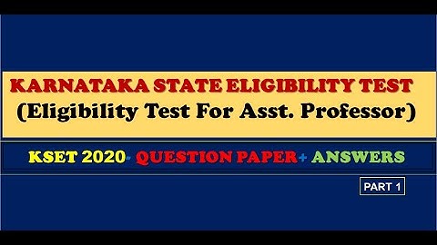 KSET  2020 Question paper + Answers - PART1|KARNATAKA STATE ELIGIBILITY TEST