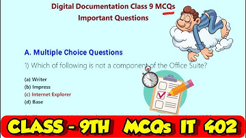 Digital Documentation Class 9th MCQs  most important question IT 402