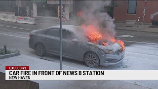 New Haven police investigating car fire on Elm Street