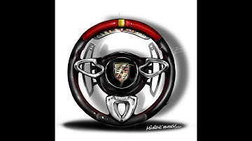 Sketchbook PRO / WACOM / drawing desing of Porsche GT3 RS steering wheel by me
