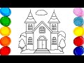 Easy House drawing | 🏠| How to draw House for kids&amp;toddlers | colouring House |#easydrawing #House