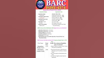 BARC Stipendiary Trainee & Other Various Post Recruitment 2023/Bhabha Atomic Research Centre (BARC)👍