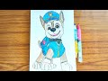 Paw patrol cute chase drawing and Coloring for kids