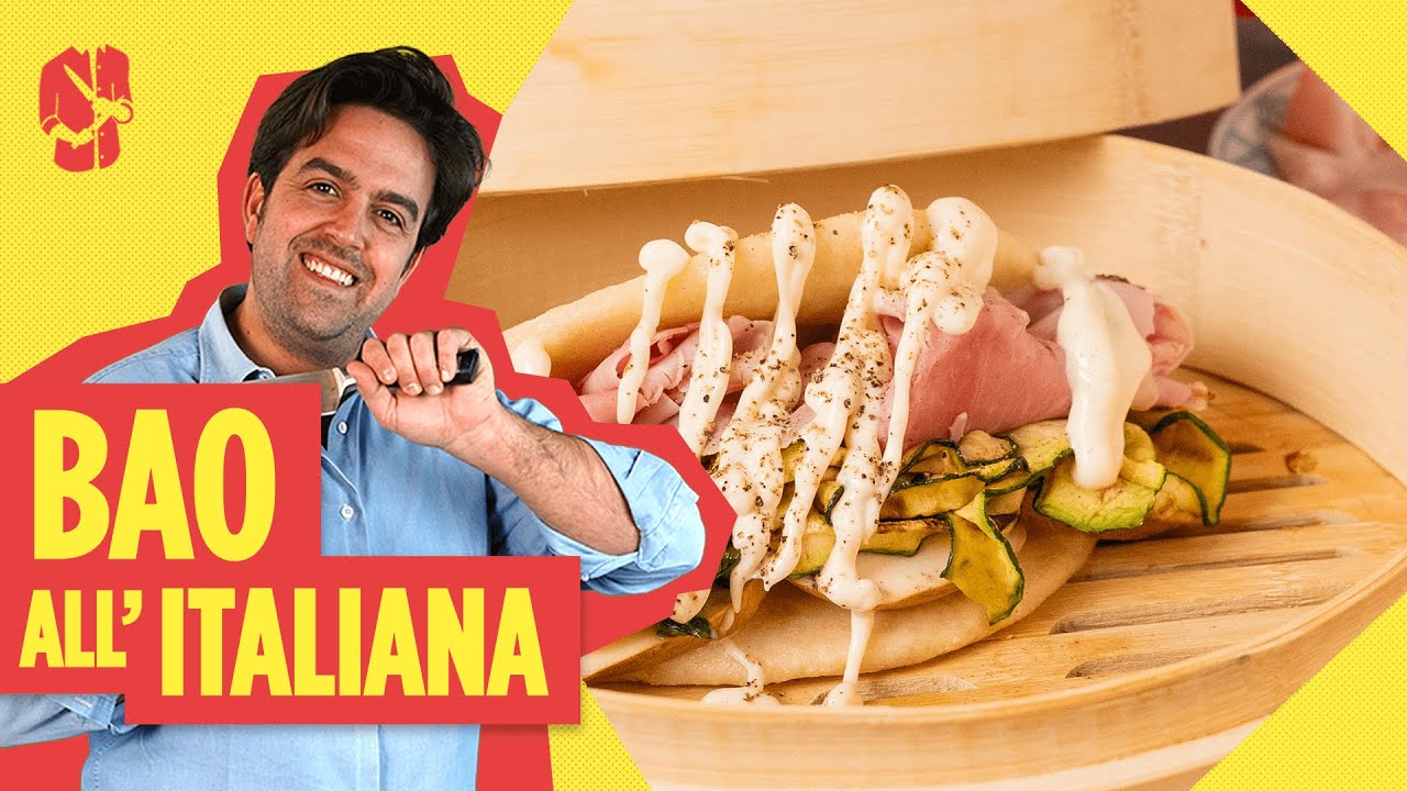 Bao con prosciutto cotto, mozzarella di bufala, zucchine grigliate e