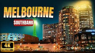 Glowing Night in Southbank and Federation Square | Melbourne Walking Tour [4K]