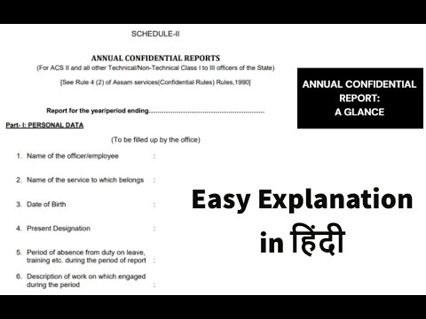 Annual Confidential Report: A Glance (In Hindi) - YouTube