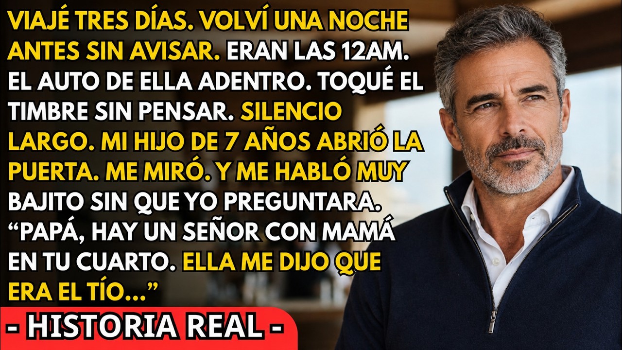 Abrí la puerta de mi casa a medianoche, muerto de cansancio y con la maleta todavía en la mano, y mi hijo de siete años me miró con esos ojos somnolientos que solo tienen los niños a esa hora, y...