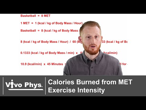 Calories Burned from MET Exercise Intensity Example Calculations