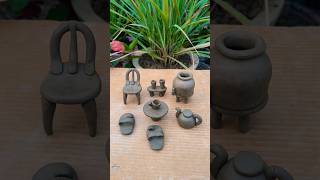 diy clay kitchen set, #miniature #art #kitchenset #clay #creativeclayideas #claycookware #blackclay