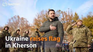 Zelenskiy attends flag raising ceremony in Kherson