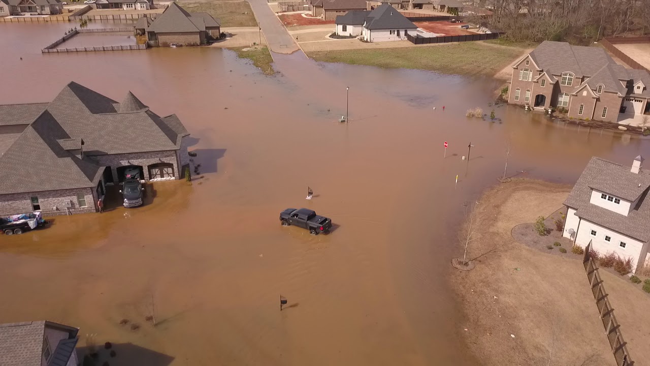 Drone video of flooding Cornelius Landing in Muscle Shoals YouTube