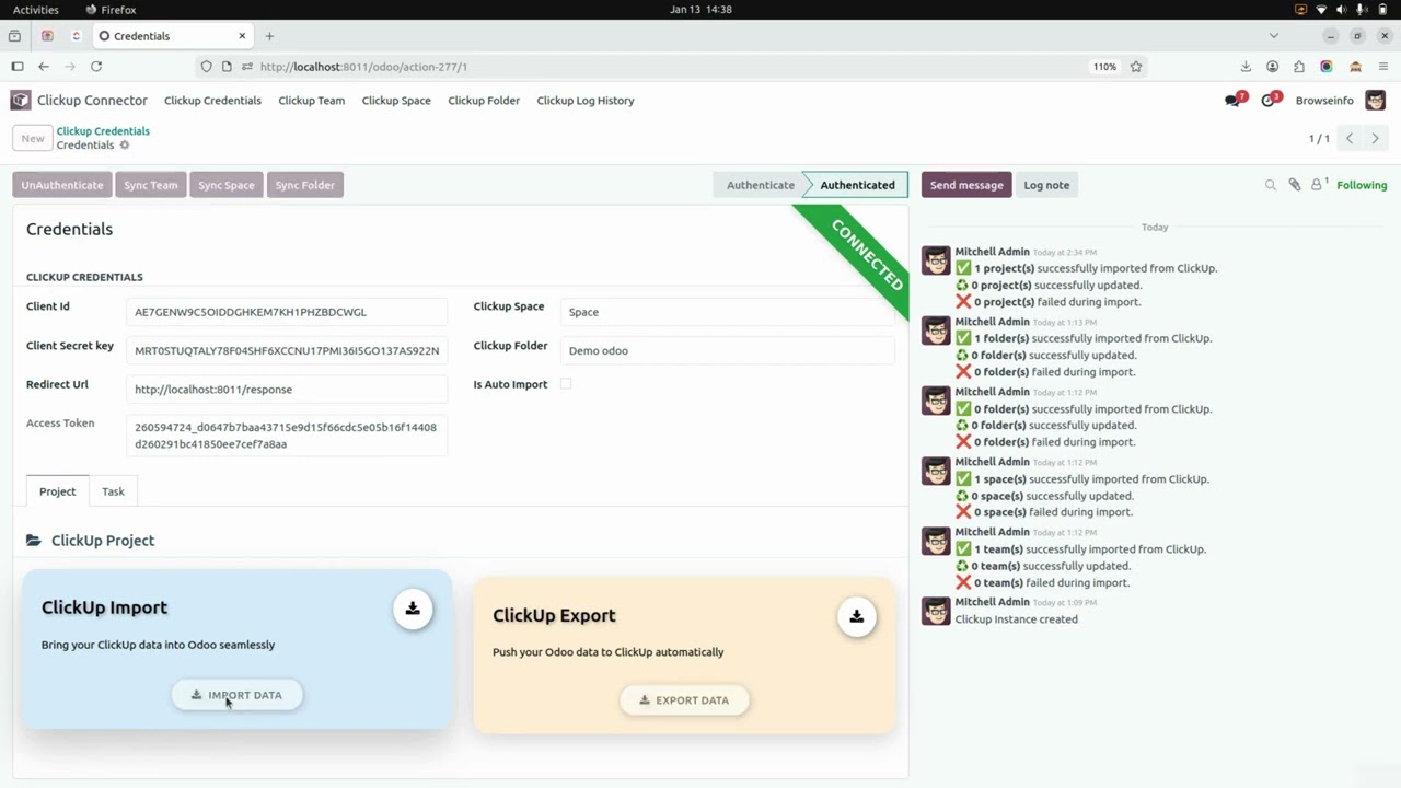 How to Connect Clickup in Odoo | Clickup Odoo Connector | Clickup Odoo Integration