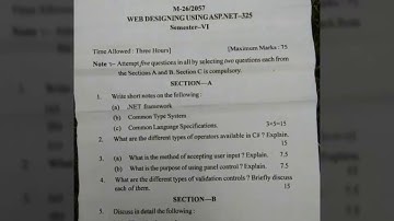ASP.NET || WEB DESIGNING USING ASP.NET || QUESTION PAPER