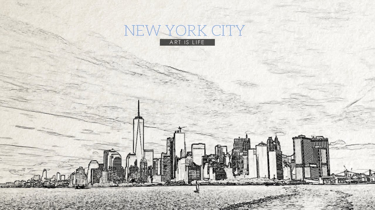 Nyc Sketch Stock Photos Images  Pictures  Skyline drawing City  landscape Landscape drawings