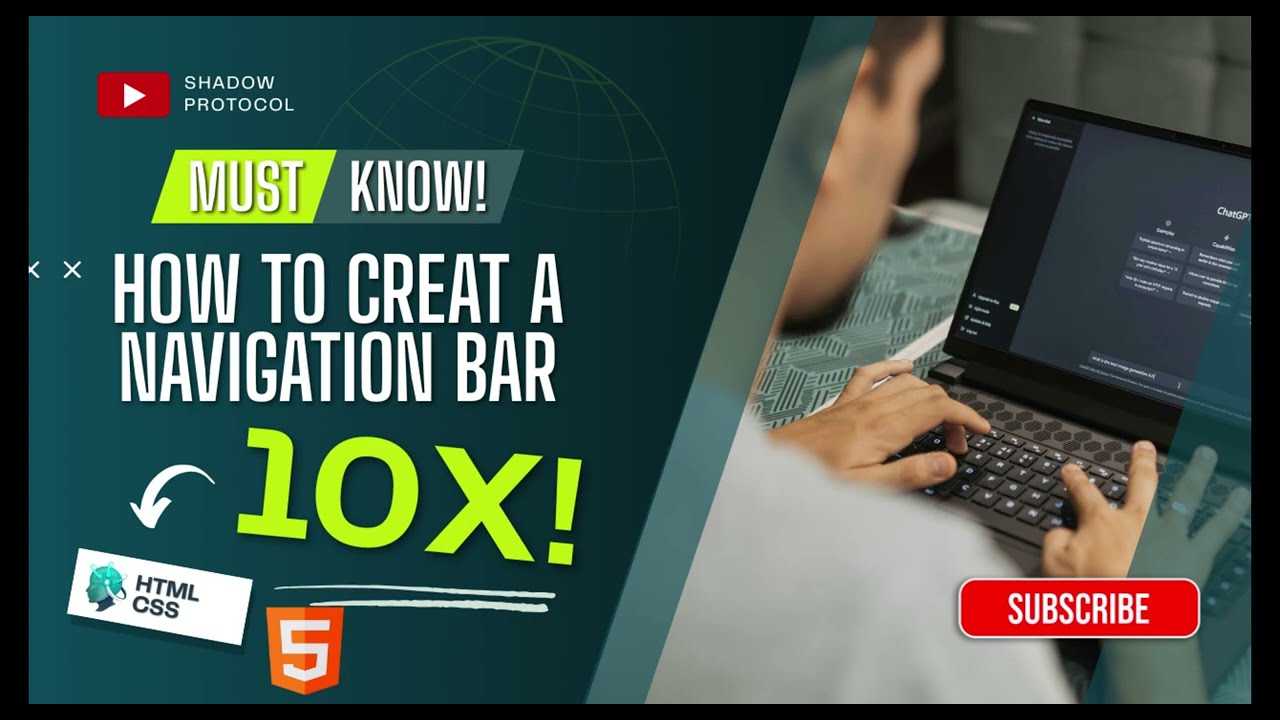 How to create A Navigation Bar Using HTML and CSS | Shadow Protocol