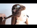 trending open hairstyle for gown dress | easy hairstyle for girls