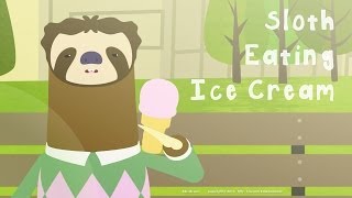 Sloth Eating Ice Cream On A Hot Summer Day