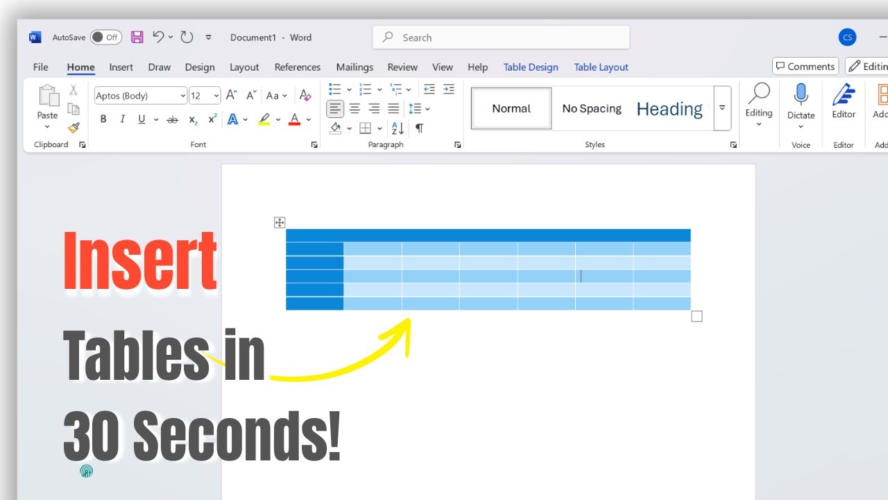 How to Add a Table in Microsoft Word - YouTube