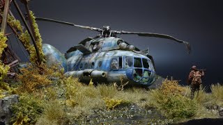 Stalker Call of Pripyat  Crashed Helicopter  Postapocalyptic Diorama 1/72