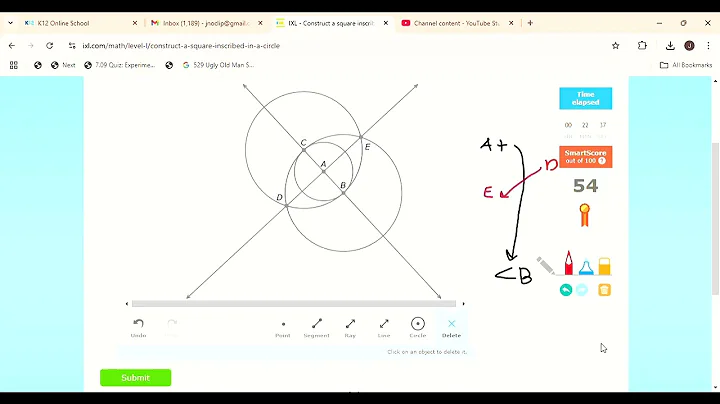 Construct a square inscribed in a circle