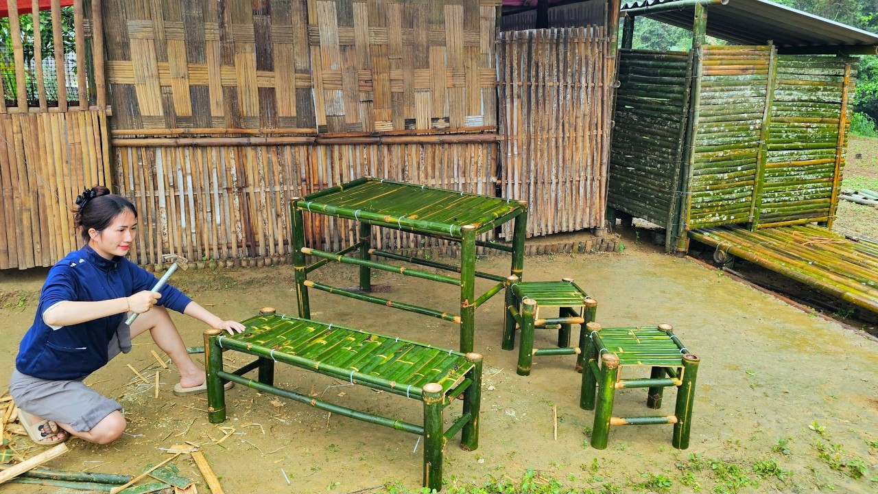 The process of creating bamboo furniture sets - living alone in the ...