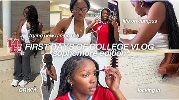 VLOG: FIRST DAYS OF COLLEGE @ UNIVERSITY OF HOUSTON SOPHOMORE YEAR: GRWM, come to class w/ me, study