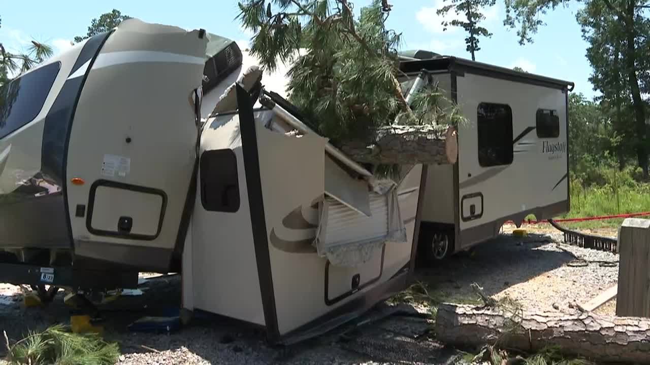 Goose Creek Campground travel trailer storm damage - YouTube