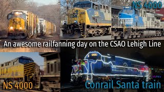 Railfanning on the CSAO Lehigh Line! Ft: NS 4000, NS 8100 &amp; Conrail Santa Train!