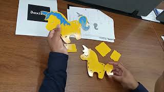 Unicorn Pen Stand 3axis.co Laser Cut Model Assembly