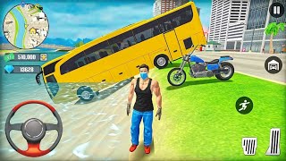 Açık Dünya Otobüs Oyunu - Polis Arabası ve Bisiklet Sürme 2023 - Android Gameplay screenshot 2