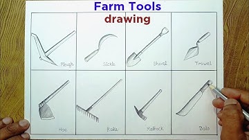 Farm tools drawing easily/ How to draw agricultural tools drawing