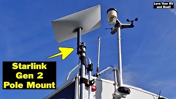 Starlink Gen 2 Pole Mount Adapter Installed on RV Flag Pole