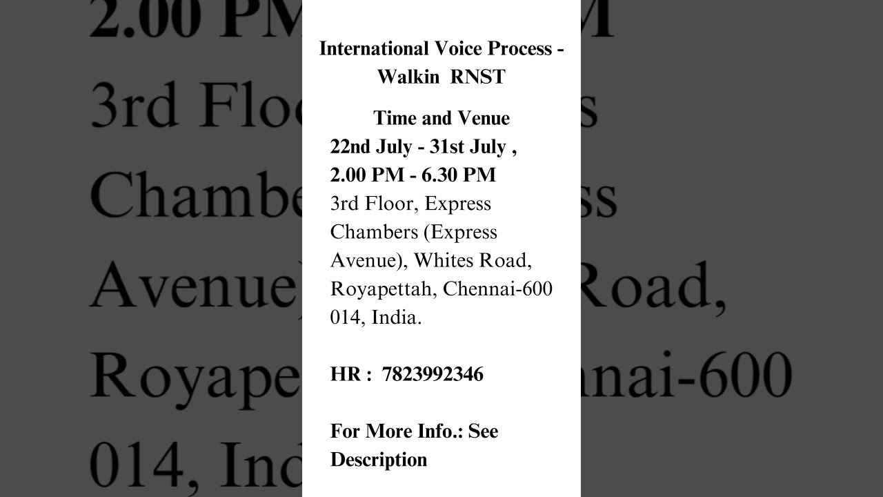 International Voice Process - Walkin RNST