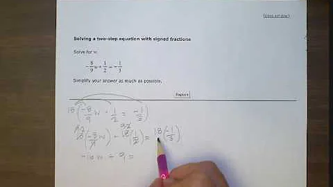 Aleks Solving a two step equation with signed fractions (BR)