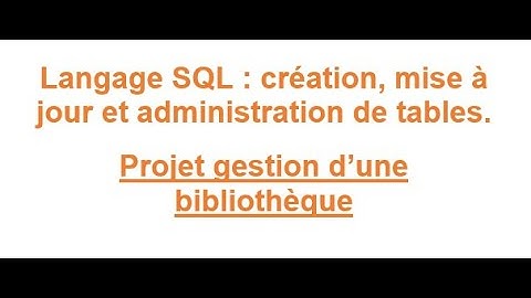 créer une base de données : gestion d