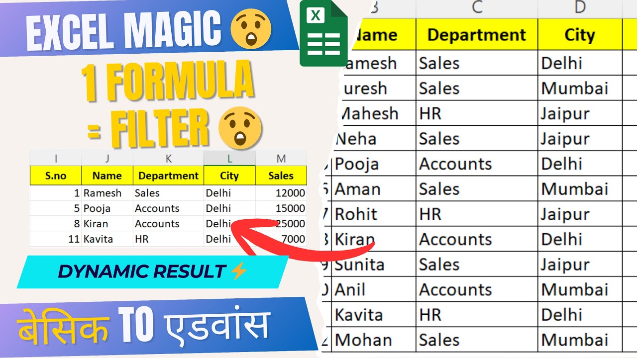 Excel ka Magic FILTER Formula 😲  Beginners to Advanced  Hindi Tutorial
