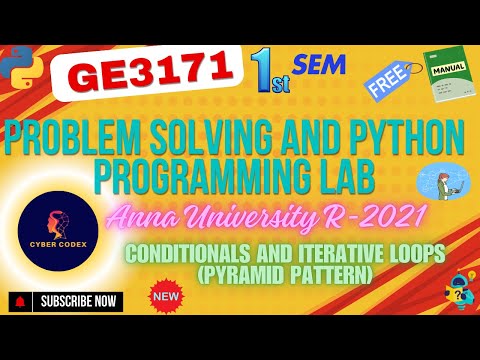 GE3171 - Write a python programming for using Conditionals and Iterative loops. (pyramid pattern)