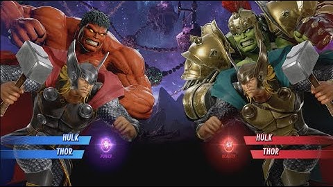 Red Hulk and Thor vs Gladiator Hulk and Thor - MARVEL VS. CAPCOM: INFINITE