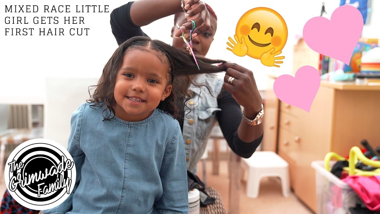 Mixed Race Little Girl Gets Her First Hair Cut Youtube