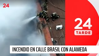 Alameda con Brasil: incendio afectó a tres locales de repuestos automotrices | 24 Horas TVN Chile