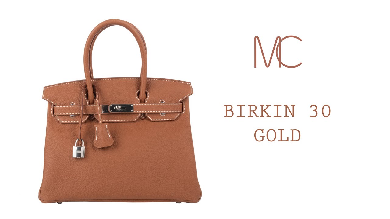 Hermes Birkin 30 Bag Coveted Classic Gold Togo Leather Palladium • MIGHTYCHIC • - YouTube