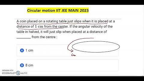 A coin placed on a rotating table just slips when it is placed at a distance of 1 cm from the centre