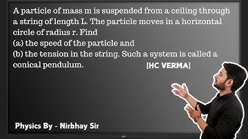 A particle of mass m is suspended from a ceiling through a string of length L. The particle moves...