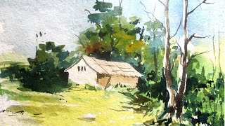 watercolor landscape painting easy beginners