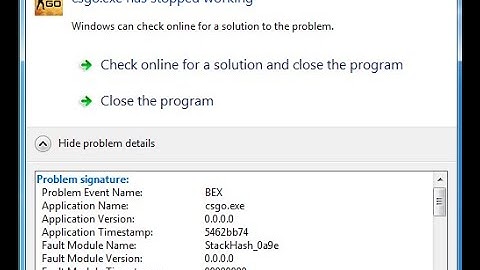 csgo.exe has stopped working