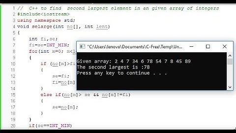 C++ to find  second largest element in an given array of integers
