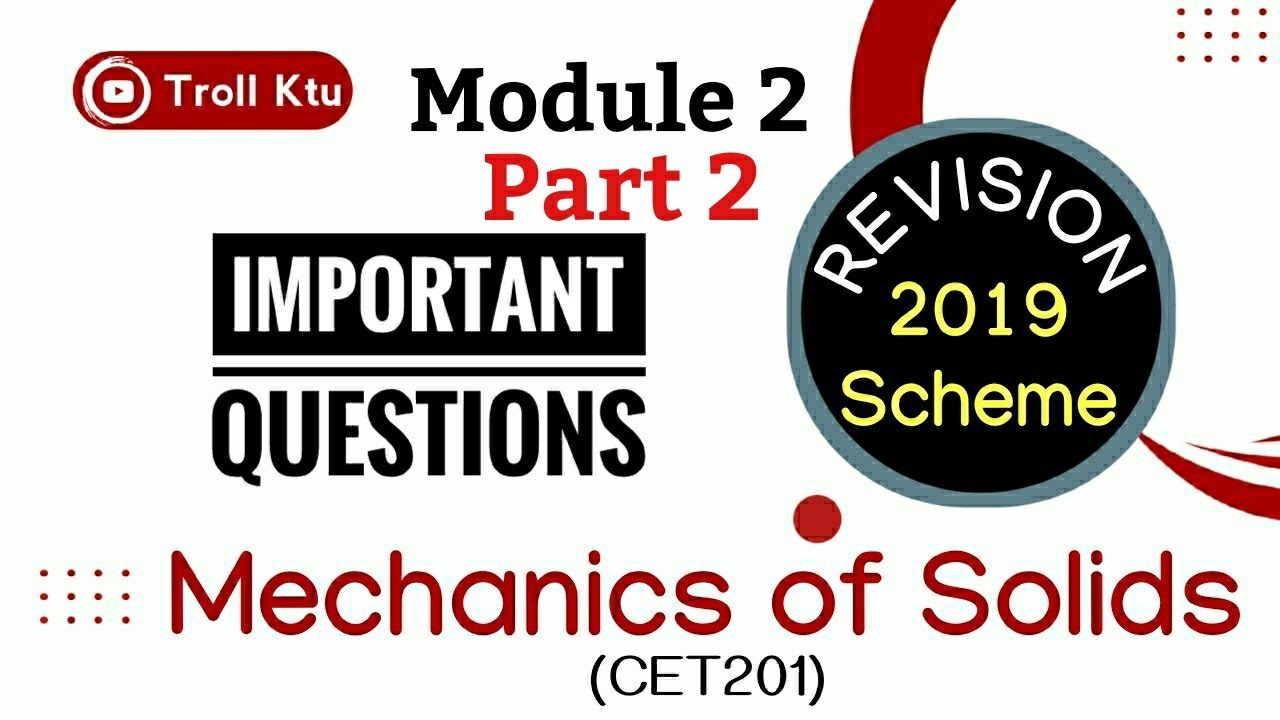 Mechanics of Solids |2019 Scheme Important Questions | Module 2 Part 2 ...