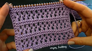 картинка: ПРОСТОЙ Ажурный узор спицами | How to Knit Lace stitch pattern
