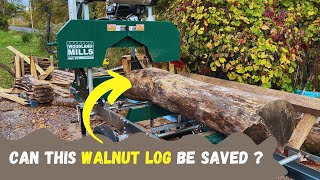 Milling A Salvaged Walnut Log On My HM126 Portable Sawmill!