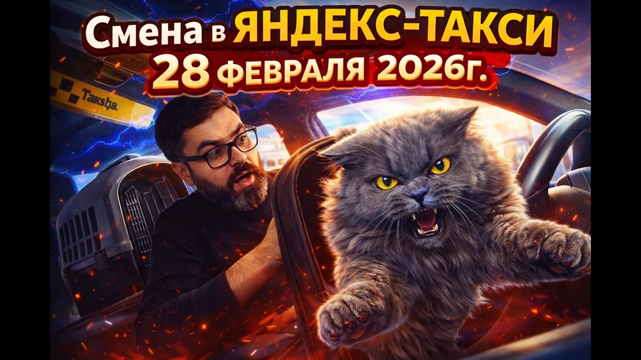 КОТ ВЫБРАЛСЯ ИЗ ПЕРЕНОСКИ В НАЧАЛЕ ПОЕЗДКИ В ЯНДЕКС-ТАКСИ. СМЕНА В ЯНДЕКС ТАКСИ 28 ФЕВРАЛЯ 2026Г.
